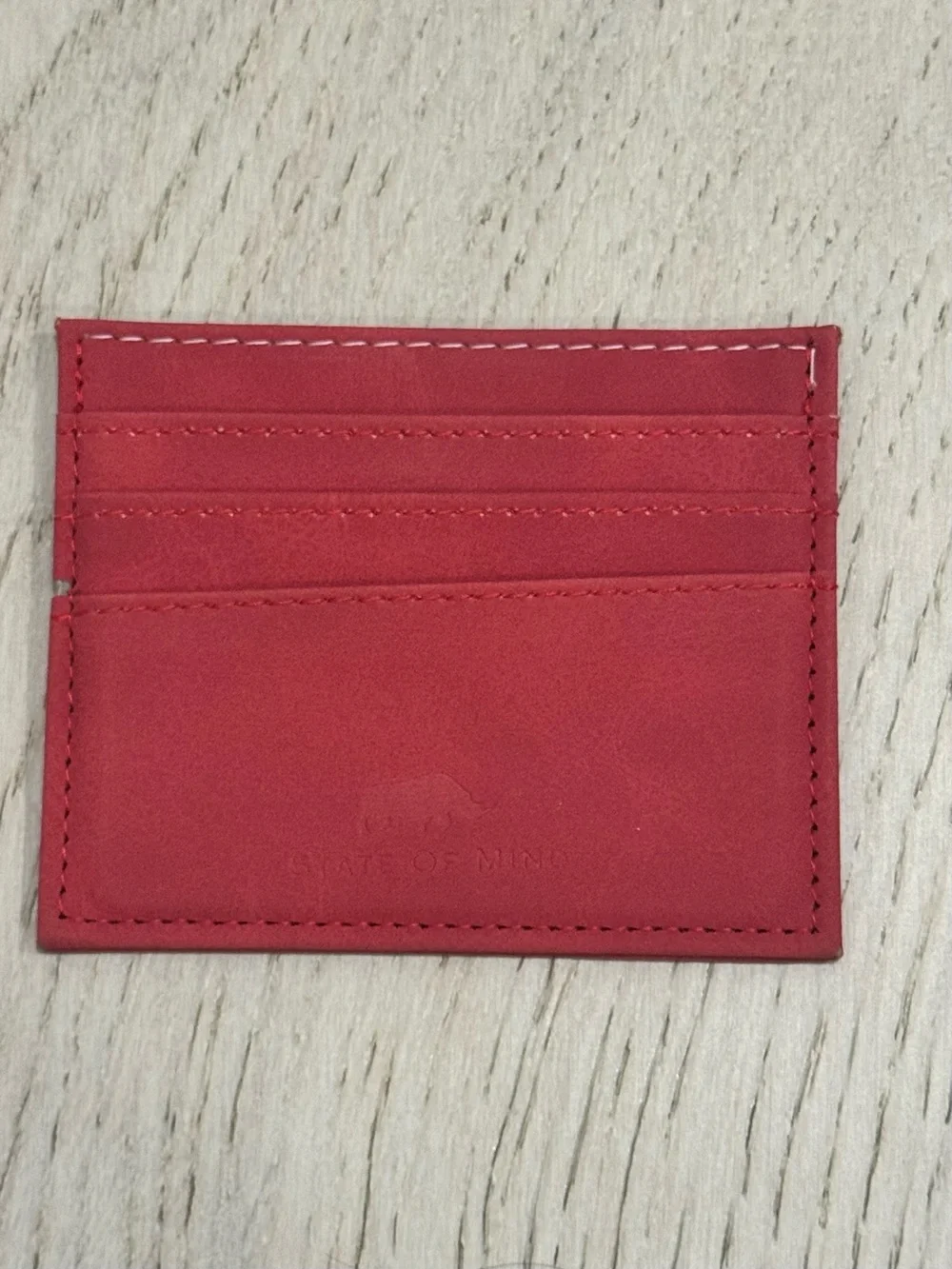 States of Mind Red Leather Card Holder Slim Credit Card Wallet